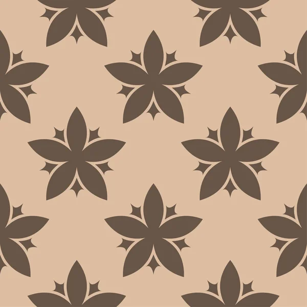 Bruine Bloemen Ornament Beige Achtergrond Naadloze Patroon Voor Textiel Wallpapers — Stockvector