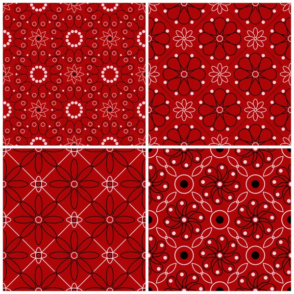 Kırmızı sorunsuz arka plan duvar kağıtları, Tekstil ve kumaş için siyah ve beyaz çiçek desenleri ile