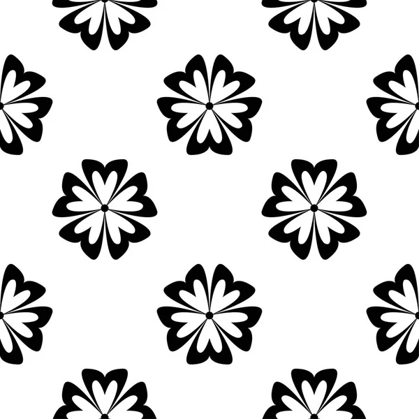 Beyaz arka planda siyah çiçekler. Tekstil ve duvar kağıtları için seamless modeli