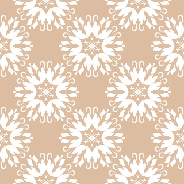 Bej ve beyaz çiçek süsleme. Tekstil ve duvar kağıtları için seamless modeli