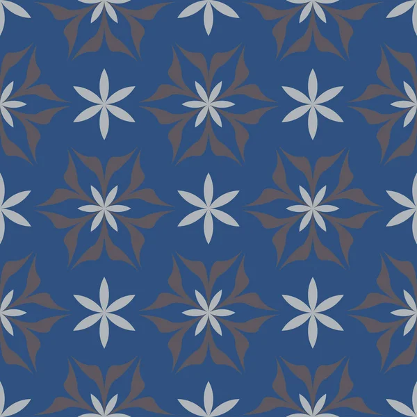 Sorunsuz arka plan. Mavi ve gri çiçek desenli duvar kağıdı, Tekstil ve kumaş için