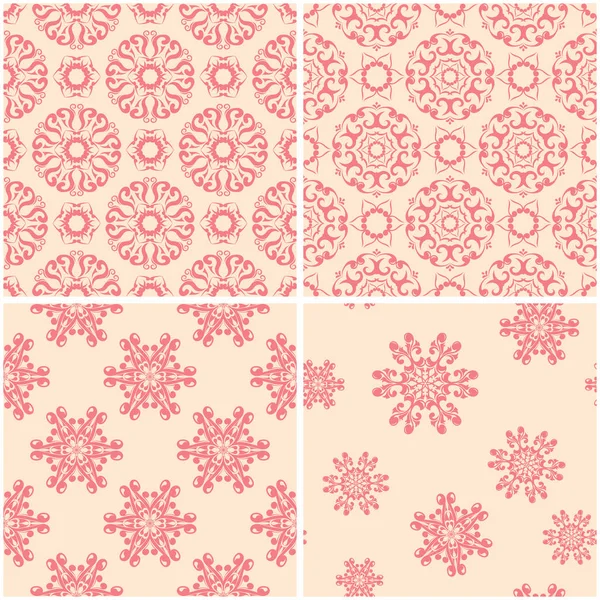 Çiçek desenleri. Dizi sorunsuz arka plan bej ve kırmızı. Vektör çizim