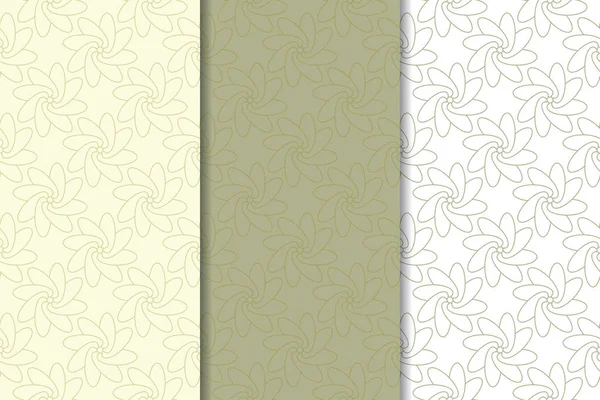 Zeytin yeşili çiçek arka planlar. Tekstil ve duvar kağıtları için dikişsiz desen seti