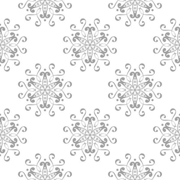 Beyaz arka plan üzerine açık gri çiçek süsleme. Tekstil ve duvar kağıtları için seamless modeli