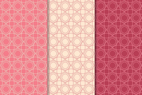 Kiraz kırmızısı geometrik süsler. Web, Tekstil ve duvar kağıtları için dikey Dikişsiz desen seti