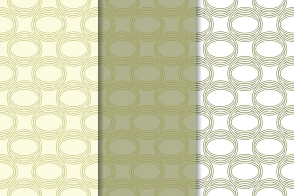 Zeytin yeşili ve beyaz geometrik süsler. Web, Tekstil ve duvar kağıtları için dikey Dikişsiz desen seti