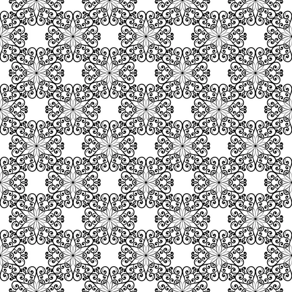 Zwarte Bloemen Ornament Witte Achtergrond Naadloze Patroon Voor Textiel Wallpapers — Stockvector