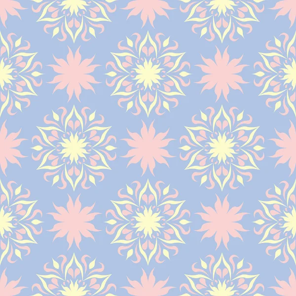 Çiçek seamless modeli. Soluk mavi arka plan duvar kağıtları, Tekstil ve kumaş için bej ve pembe çiçek öğeleri ile