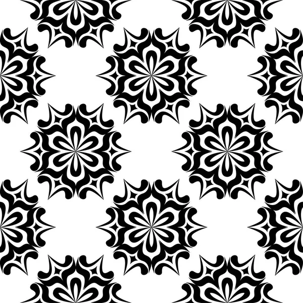 Beyaz arka planda siyah çiçekler. Tekstil ve duvar kağıtları için seamless modeli