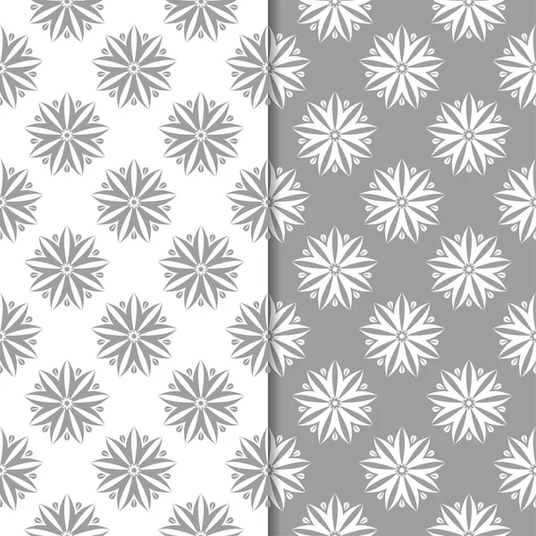 Beyaz ve gri çiçek arka planlar. Tekstil ve duvar kağıtları için dikişsiz desen seti