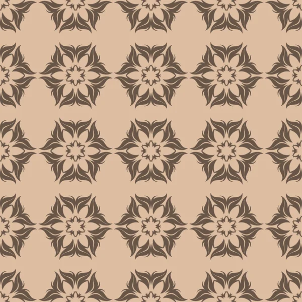 Bej renkli arka plan üzerinde kahverengi çiçek süsleme. Tekstil ve duvar kağıtları için seamless modeli