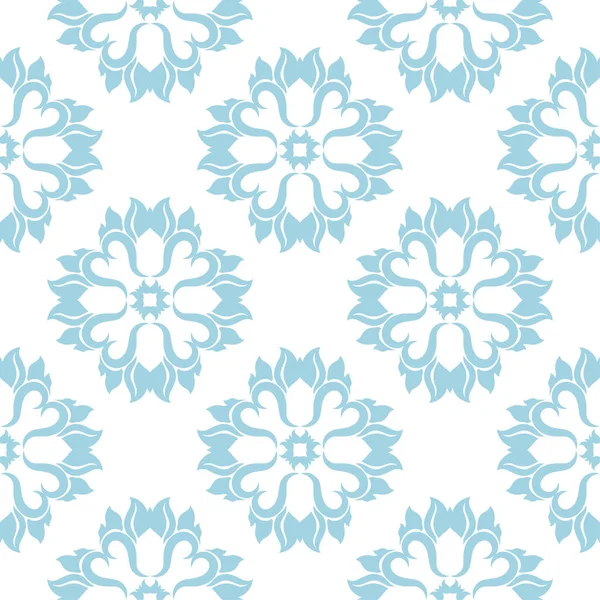 Ornement Floral Bleu Sur Fond Blanc Modèle Sans Couture Pour — Image vectorielle