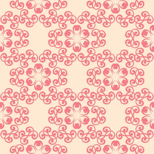 Bej renkli arka plan üzerinde kırmızı çiçekli süs. Tekstil ve duvar kağıtları için seamless modeli