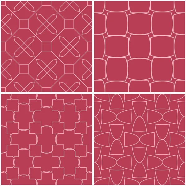 Geometrik desenler. Soluk kırmızı sorunsuz arka planlar kümesi. Vektör çizim