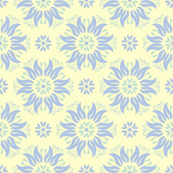 Çiçek seamless modeli. Bej renkli arka plan duvar kağıtları, Tekstil ve kumaş için mavi ve yeşil ışık çiçek öğeleri ile