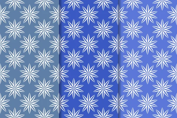 Mavi çiçekli süsler. Duvar kağıtları ve kumaşlar için dikey Dikişsiz desen seti