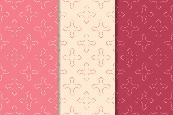 Kiraz kırmızısı geometrik süsler. Web, Tekstil ve duvar kağıtları için dikey Dikişsiz desen seti