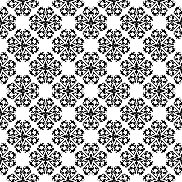 Beyaz arka planda siyah çiçek süsleme. Tekstil ve duvar kağıtları için seamless modeli