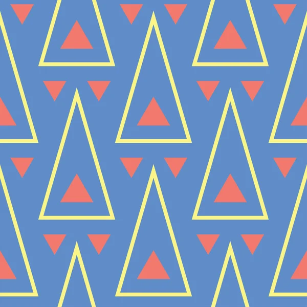 Geometrik seamless modeli. Kırmızı ve sarı tasarımı ile mavi arka plan