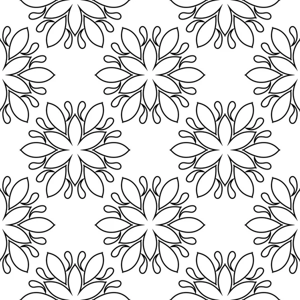 Beyaz arka planda siyah çiçek süsleme. Tekstil ve duvar kağıtları için seamless modeli