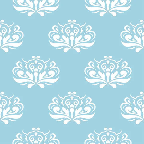 Ornement Floral Blanc Sur Fond Bleu Modèle Sans Couture Pour — Image vectorielle