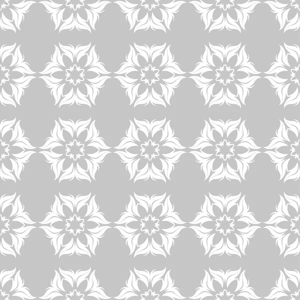 Ornement Floral Blanc Sur Fond Gris Modèle Sans Couture Pour — Image vectorielle