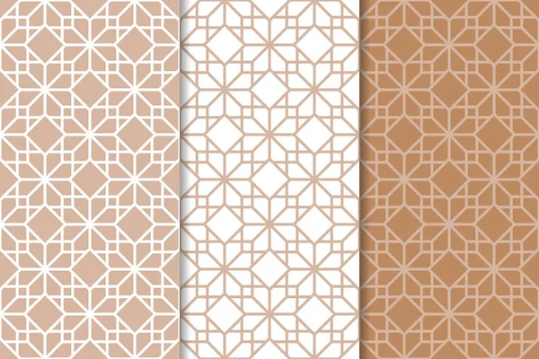 Web, Tekstil ve duvar kağıtları için dikişsiz desen kahverengi ve beyaz geometrik dizi