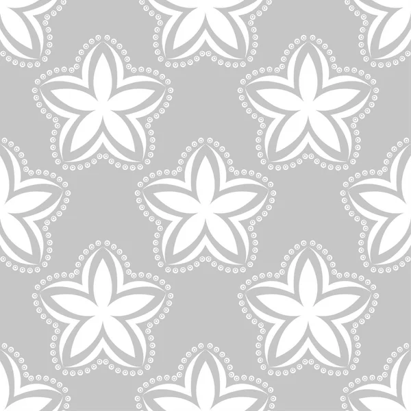 Gri arka plan üzerinde beyaz çiçek süsleme. Tekstil ve duvar kağıtları için seamless modeli