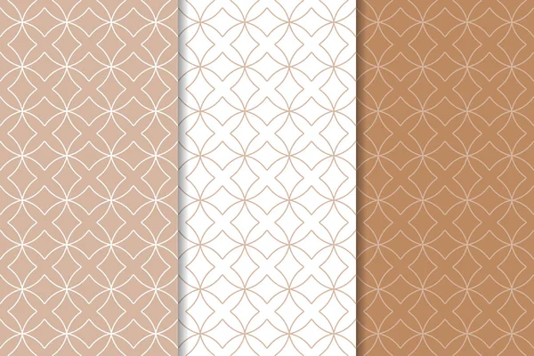 Web, Tekstil ve duvar kağıtları için geometrik Dikişsiz desen kahverengi ve beyaz set