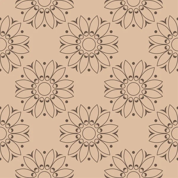 Bej renkli arka plan üzerinde kahverengi çiçek süs tasarım. Tekstil ve duvar kağıtları için seamless modeli