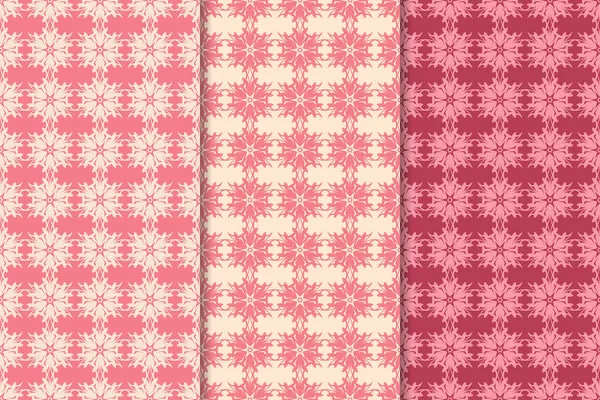 Kırmızı çiçekli süsler kümesi. Kiraz pembe dikey Dikişsiz desen. Duvar kağıdı arka plan