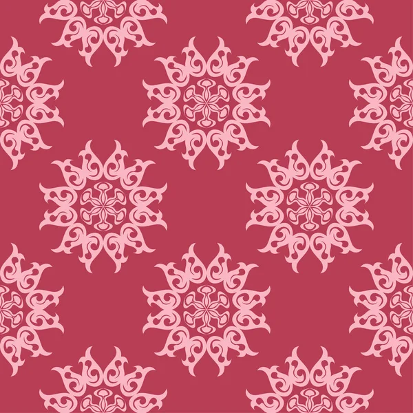 Kırmızı zemin üzerine çiçek süsleme. Tekstil ve duvar kağıtları için seamless modeli