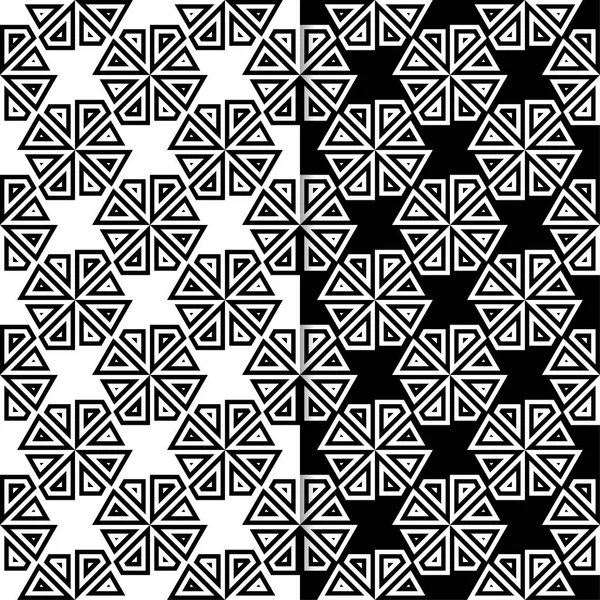 Black White Geometric Ornaments Set Seamless Patterns Web Textile Wallpapers — Stock Vector