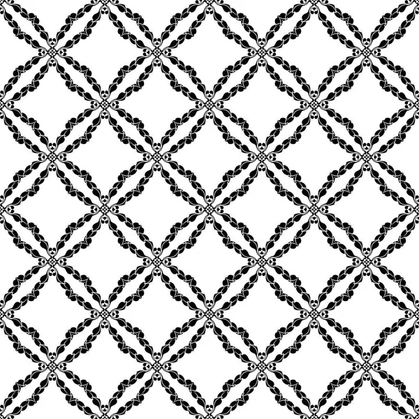 Czarno Białe Monochromatyczne Ornament Kwiatowy Jednolity Wzór Włókienniczych Tapety — Wektor stockowy