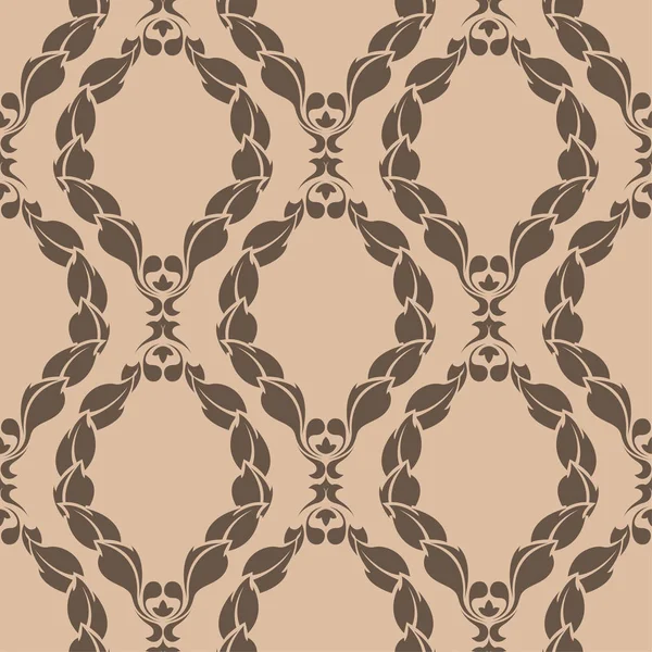 Brown Floral Ornamental Design Beige Background Seamless Pattern Textile Wallpapers — Stock Vector