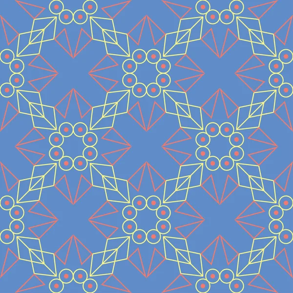 Geometrik mavi seamless modeli. Arka plan duvar kağıtları, Tekstil ve kumaş için kırmızı ve sarı tasarımı ile çok renkli