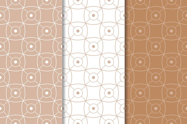 Kahverengi ve beyaz geometrik süsler. Web, Tekstil ve duvar kağıtları için dikişsiz desen seti