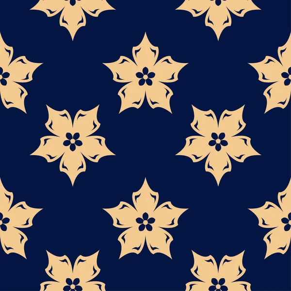 Koyu mavi zemin üzerine altın çiçek öğe. Tekstil ve duvar kağıtları için seamless modeli