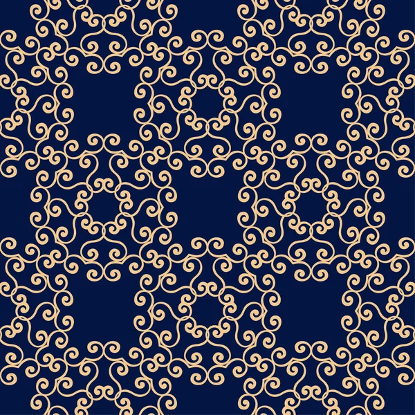 Flores Doradas Sobre Fondo Azul Patrón Sin Costuras Para Textiles — Vector de stock