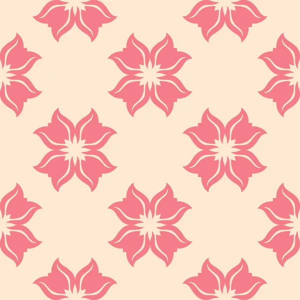 Bej renkli arka plan üzerinde kırmızı çiçekli süs. Tekstil ve duvar kağıtları için seamless modeli