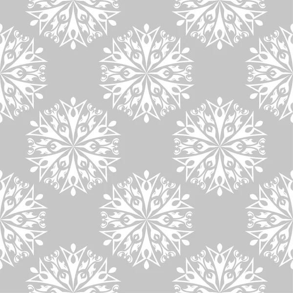 Gri arka plan üzerinde beyaz çiçek süsleme. Tekstil ve duvar kağıtları için seamless modeli