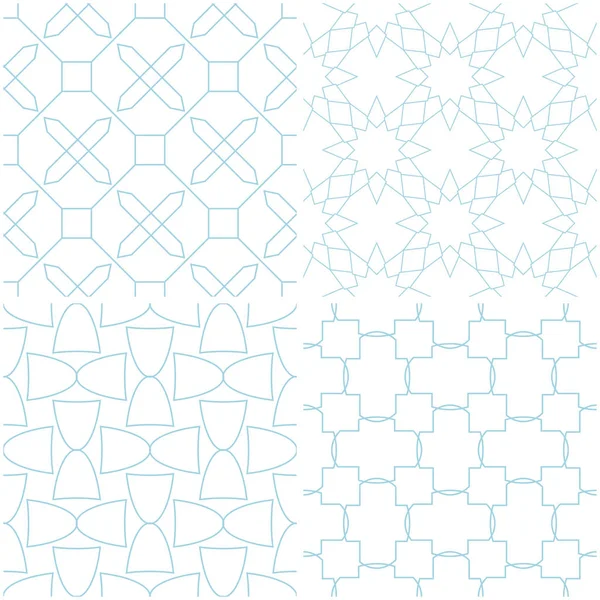 Geometrik desenler. Beyaz mavi öğeleri kümesi. Sorunsuz arka planlar. Vektör çizim