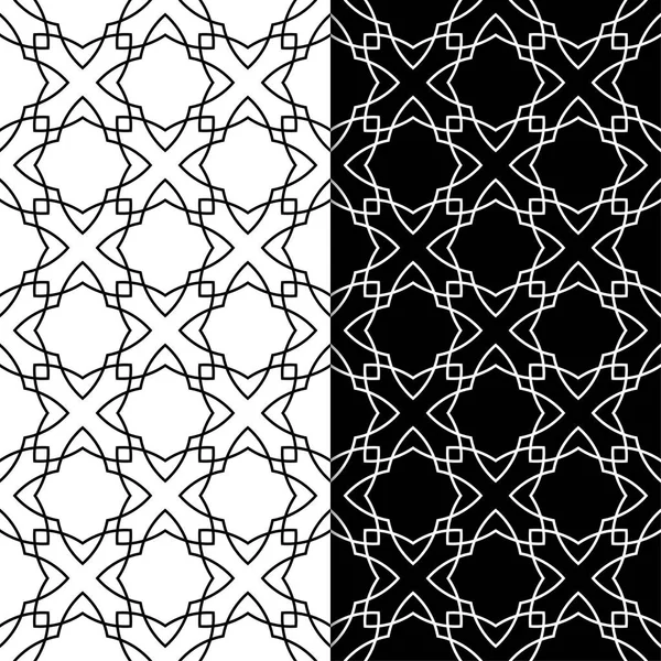 Siyah ve beyaz geometrik süsler. Web, Tekstil ve duvar kağıtları için dikişsiz desen seti
