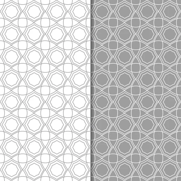 Gri ve beyaz geometrik süsler. Web, Tekstil ve duvar kağıtları için dikişsiz desen seti