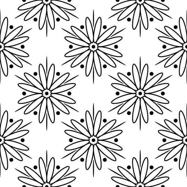 Черный Цветочный Орнамент Белом Фоне Бесшовный Узор Текстиля Обоев — стоковый вектор