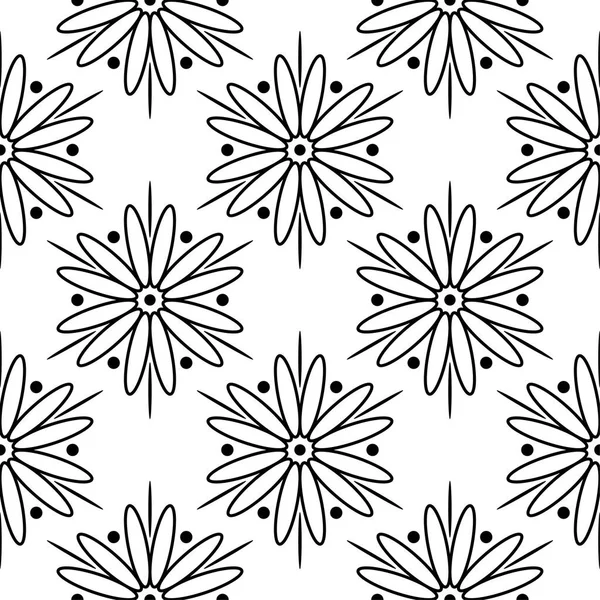 Ornement Floral Noir Sur Fond Blanc Modèle Sans Couture Pour — Image vectorielle