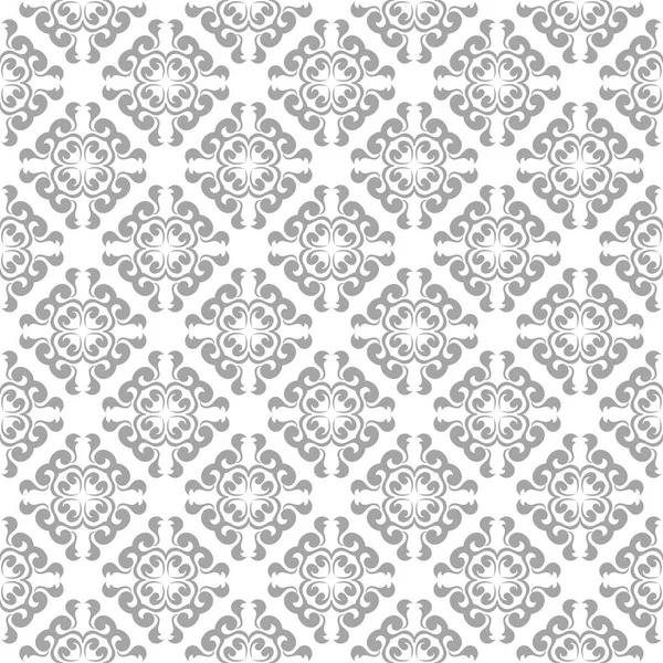 Beyaz arka plan üzerine açık gri çiçek süsleme. Tekstil ve duvar kağıtları için seamless modeli
