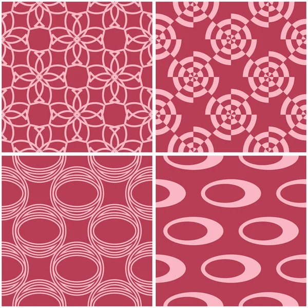 Geometrik desenler. Soluk kırmızı sorunsuz arka planlar kümesi. Vektör çizim