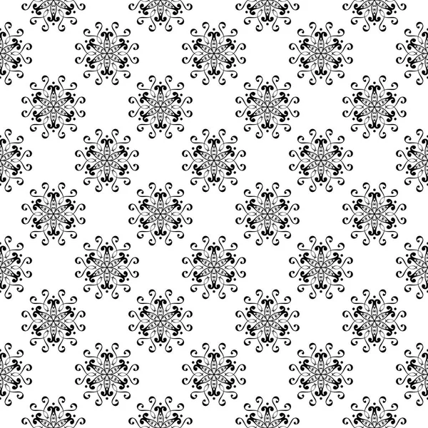 Beyaz arka planda siyah çiçek süsleme. Tekstil ve duvar kağıtları için seamless modeli