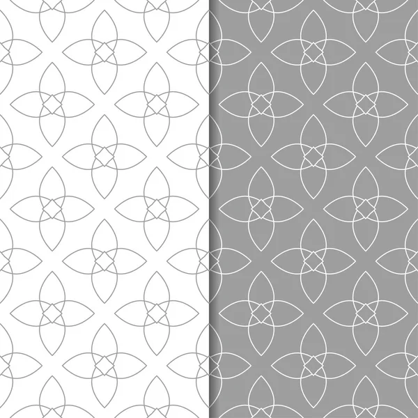 Gri ve beyaz geometrik süsler. Web, Tekstil ve duvar kağıtları için dikişsiz desen seti